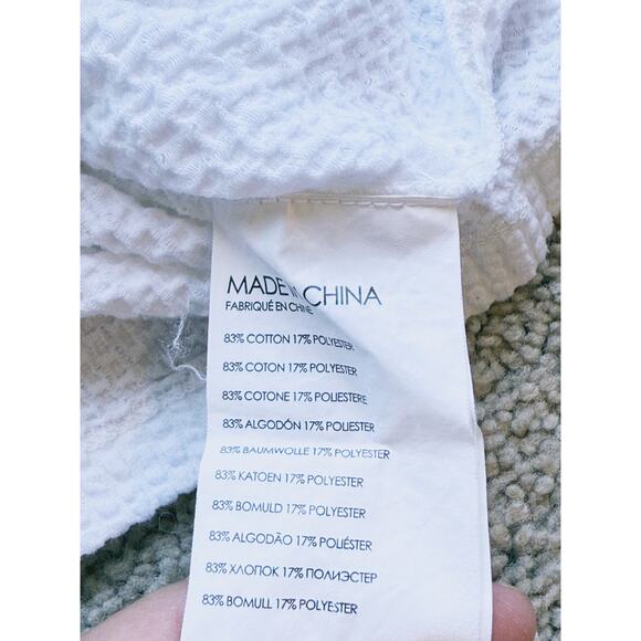 Club Monaco Ruffle Cold Shoulder Crop Top White Textured XS Coquette Fall Layer - Picture 7 of 7